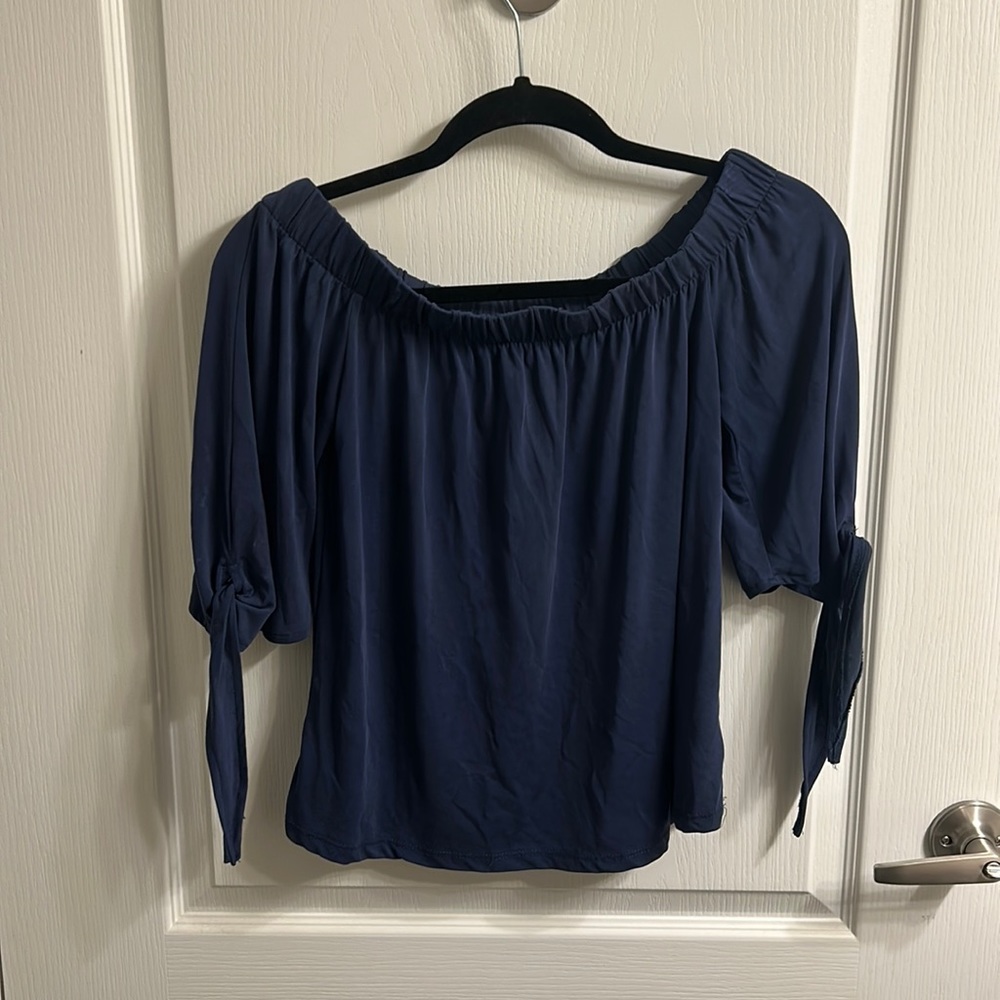 Navy Blue Off-the-Shoulder Top